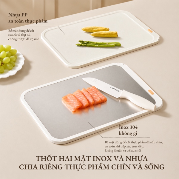 Bộ Combo 3 Thớt Nhà Bếp Cao Cấp (Xám Titan, 20cm Tiêu Chuẩn)
