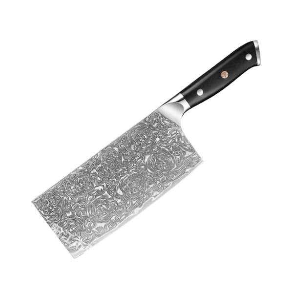 Dao Thái Damascus Cán Gỗ Đen 皇 (Lõi VG-10 67 lớp) (Đỏ Ruby, 24cm Gia Đình)